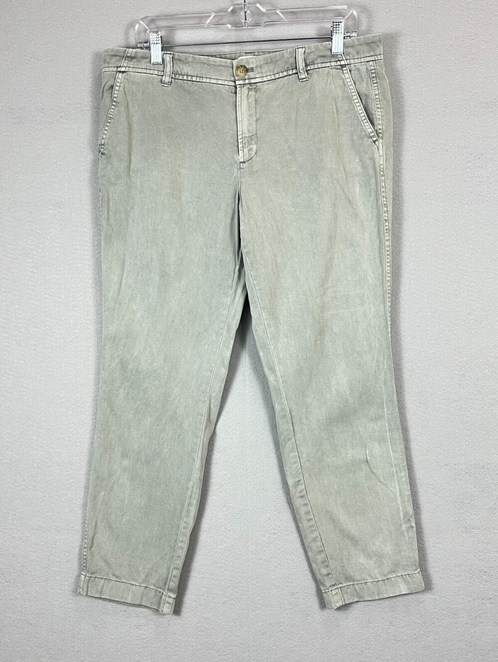 J.Crew Sunwashed Slim Chino Pants Women 10 Green Gray Cotton F3176 Straight